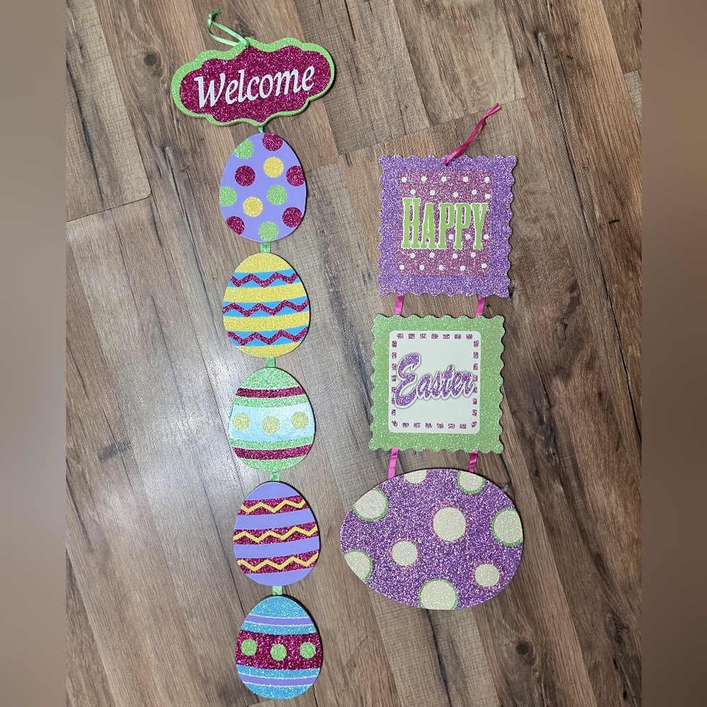 Easter Welcome Hanging Decorations Set Of Two